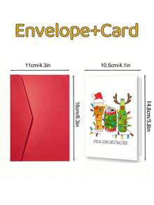 1pc Funny Christmas Beer Greeting Card, Spread Some Christmas Beer Holiday Card For Beer Lovers, Merry Christmas Gift Card - Multicolor - View 5