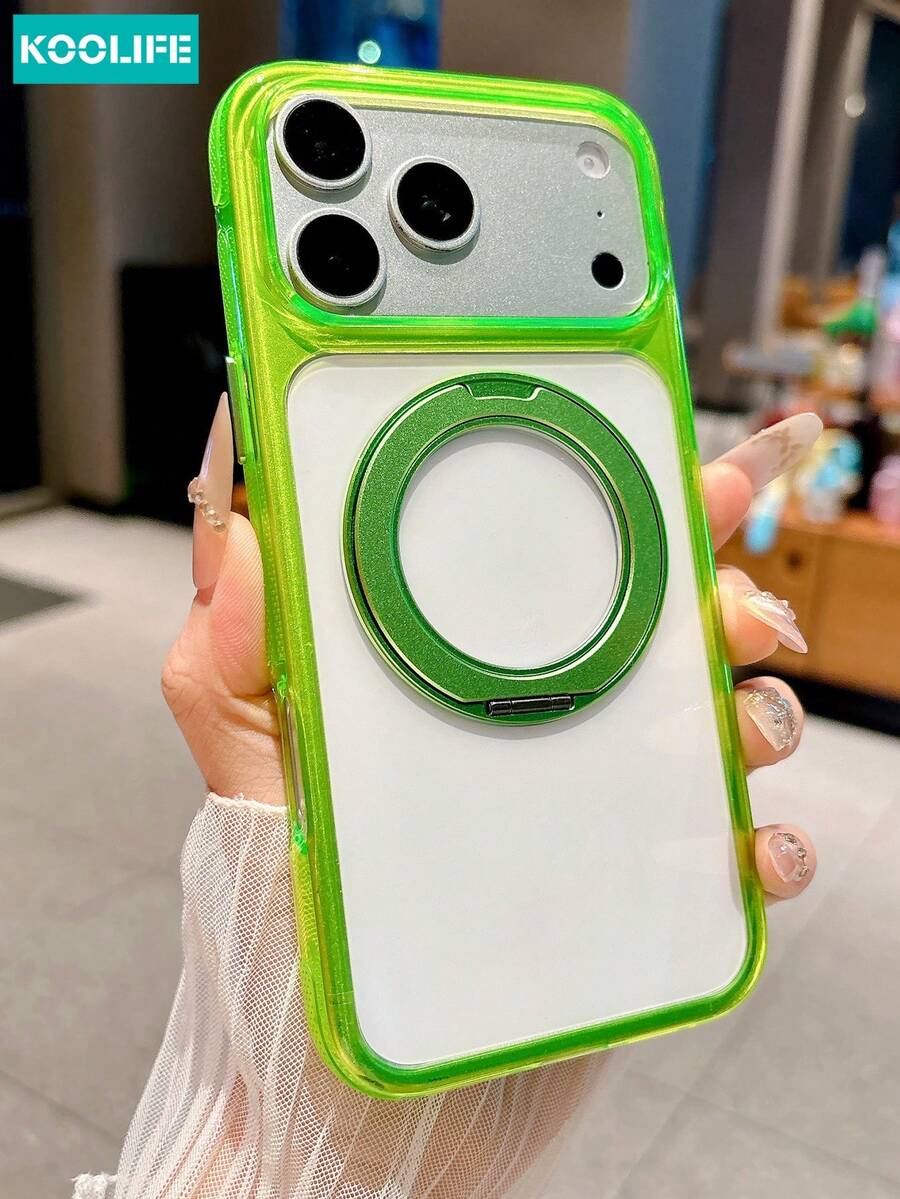 Koolife 1 pieza Funda magnética para teléfono con soporte giratorio de 360°, protección de cámara con ventana grande, carcasa a prueba de golpes compatible con MagSafe, regalo perfecto para mujeres y niñas, compatible con iPhone 17/17 Pro/17 Pro Max