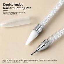 Double-Headed Rhinestone Pickup Tool 2-In-1 Wax Rhinestone Pickup Pen Stainless Steel Pointed Tip Crystal Rhinestone Decorating Pen For Nail Art Decoration DIY Nail Gem Stickers - Multicolor - View 6