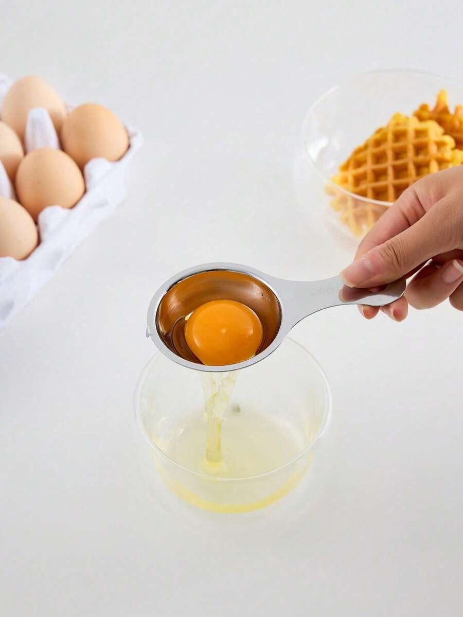 Haus Hana 1pc Stainless Steel Egg Separator, Yolk White Divider, Egg Yolk Separator Tool, Kitchen Tool - Silver - View 1