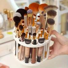 Plastic Round Hole Paint Brush Holder And Organizer - Rack Holds Paintbrushes, Makeup Cosmetic Brushes, Pencils, Pens, Markers, Art Tools, Desk Stand - A - View 2