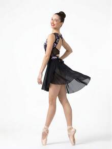 1pc Women's Chiffon Ballet Wrap Skirt, Adjustable Tie Sheer Flowy Mini Skirt, Single Layer Wrap Skirt, Suitable For Dance Performance, Gym Workout, Ballet Style Daily Layering - Multicolor - View 1