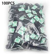 100pcs Self-Adhesive Cable Clips, Strong Adhesion, Easy Cable Management, Suitable For Desk And Car - Black - View 9