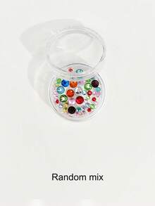 50pcs/Box Y2k Style Colorful Randomly Mixed Sizes Round Tooth Gem Teeth Jewelry, Suitable For Teeth, Face And Nail Decoration, Random Mix - Multicolor - View 4