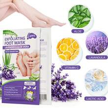 Foot Mask 3pcs Lavender And Aloe Vera Exfoliating Foot Mask, Dead Skin Removal, Moisturizing And Nourishing For Rough And Dry Feet With Lactic Acid, Urea And Malic Acid - 3-pack - View 6