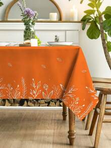 1pc,Autumn Style Tablecloth,Floral & Line Print Tablecloth,Square Tablecloth,Picnic Blanket,Multiple Sizes Available,Perfect For Family Dining,Restaurant Decor,Kitchen Decor,Home Decor,Outdoor Party Decor - Multicolor - View 4