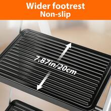 Rigogo 3/4-Step Folding Step Stool Stainless Steel, Anti-Slip Portable Ladder With 150kg Load Capacity, Space-Saving For Kitchen Garage & DIY - 3-step - View 5