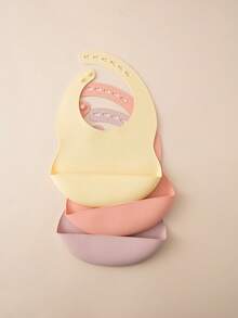PopLittleOne Set 3 Buah Celemek Bayi Silikon, Celemek Anti-Makanan yang Dapat Diatur, Mudah Dibersihkan untuk Makanan Sehari-hari Bayi, Perlengkapan Makan untuk Latihan Makan Mandiri, Aksesoris Peralatan Makan Bayi. - MultiWarna - View 15