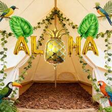 kumozawa 7 Stücke Aluminium-Folienballon Set, geeignet für Hawaii-Themen-Partys, beinhaltet Palmenblatt-, Ananas- und Buchstabenballon-Formen, ideal für Sommerfeste, Geburtstagsfeiern, Festivals, Raumdekoration und Frühlings-/Sommerfeiern - Übersicht 4