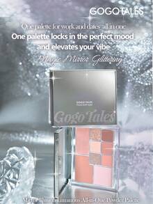 GOGO TALES GOGOTALES 9-Color Magic Mirror Shimmer Eyeshadow Palette, Includes Shimmering Tea Brown Tones, Matte Earthy Tones And Warm Pink-Brown Tones, Multi-Functional Eyeshadow/Highlighter/Contour Palette, Suitable For Daily Natural Makeup - G01# Gentle Peach - View 2
