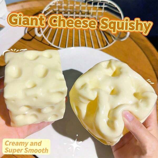1pc Square Cheese Squishies, 2026 Maltose S-Queeze Toy - Slow Rebound Stress Relief - Novel Stress Relief Gadget - Gift For Friends - Collectible Gift - Holiday Gift - Birthday Gift - Gift