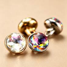 10pcs Large Facet Crystal Rhinestone Sew Buttons, Gold Silver Tone ...