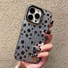 Black Rose Flower INS Laser Phone Case For IPhone 17 16 15 14 Pro Max Plus 13 12 Mini 11 Pro Max Shockproof Protective Covers - CH-黑色B花3 - 查看 3