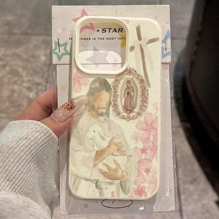 For IPhone 17 16 15 14 13 12 11 Pro Max Plus Air XS X XR Floral Religious Mythological Character Cross Pattern Phone Case Cover - 4 - 查看 1