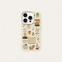 Phone Case For IPhone 11 12 3 14 15 16 17 Pro Max XS X XR 16E 16 Plus 17 Air Literary Floral Book Tea Set Pattern Silicone Cover - 橘色 - 查看 6