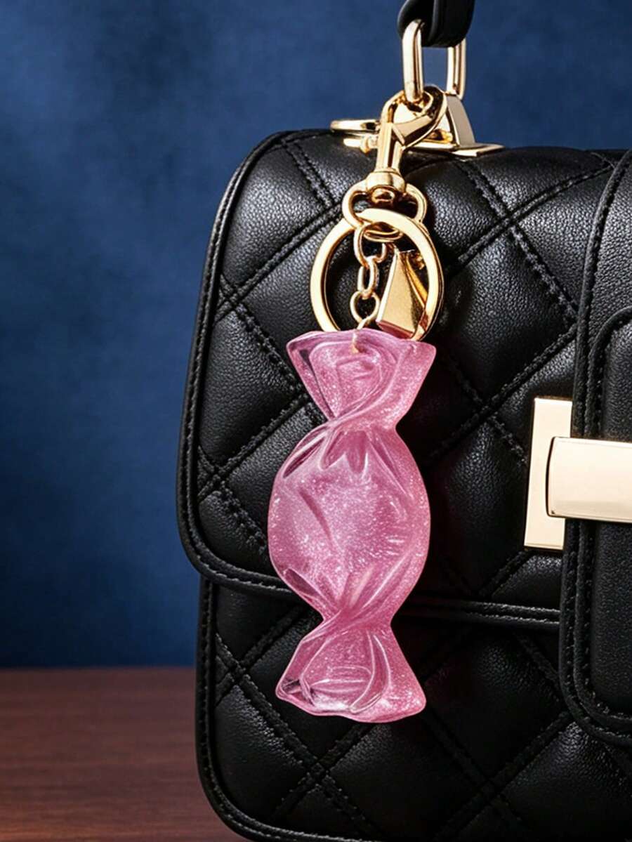 1 móc khóa kẹo kim tuyến, charm túi kẹo trong suốt, móc khóa móc tôm vàng, mặt dây chuyền kẹo nhựa resin, phụ kiện chìa khóa tối giản - Nhiều màu - Xem 1