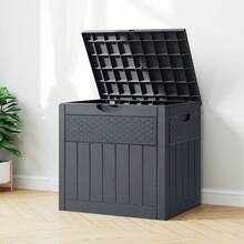 126L Outdoor  Storage Box For Balcony & Small Garden – Fade-Resistant, Weather-Resistant Design | Lockable Lid + Bonus Gloves | Compact 55.5 * 43 * 53 Cm | Sleek Grey Finish - Grey - View 3