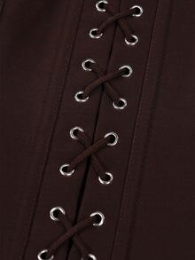 Yuwenier Sexy Punk Style Brown Metal Ring Halter Neck Backless Crop Top, Suitable For Music Festival Performances - Brown - View 10