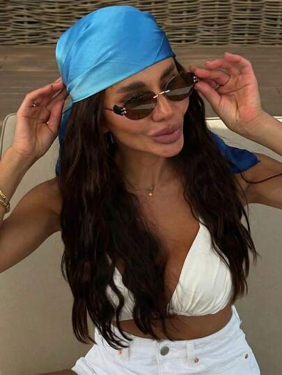 1pc Women's Casual Solid Ombre Color Bandana/Headwrap, Minimalist Spring/Summer Accessory, Suitable For Vacation, Beach Party, Street Fashion