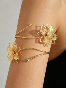 Brazalete minimalista con flor 3D - Dorado - Ver 1