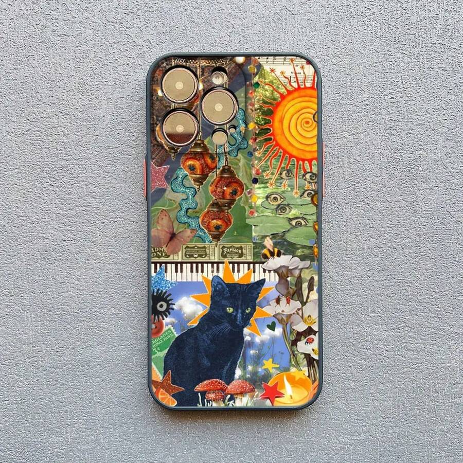 Artistic Image Stitching Black Cat Phone Case For IPhone 17 16 15 Pro Max Plus 14 13 12 Mini 11 Pro Max XS XR X Back Covers - 黑色 HMPJ 8 - 查看 1