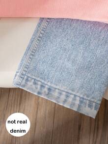 Setelan Kasual Anak Perempuan: Sweatshirt Lengan Panjang dan Celana Panjang Lurus Bahan Fleece Dua Sisi dengan Desain Pita 3D, Musim Gugur/Dingin - Berwarna merah muda - View 9