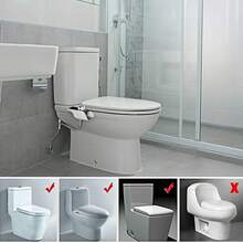 1 Stück nicht-elektrischer Duschkopf-Bidet-Toilettensitz mit Kalt- und Warmwasser-Doppelauslass, mit geflochtenem Schlauch und T-Adapter, automatischer Heizdüse mit Doppelknopf und Selbstreinigungsfunktion (Weiß) - Kalt- und Warmwasser-Duo-Sprühdüse - Übersicht 5