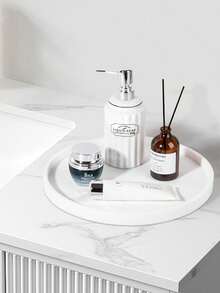 Bandeja de baño de silicona de 3 tamaños, bandeja redonda para tocador, estantería de almacenamiento para encimera de cocina, soporte decorativo para jabón, bandeja decorativa para mesa de café para perfumes, velas, plantas (Negro) - Negro - Ver 10