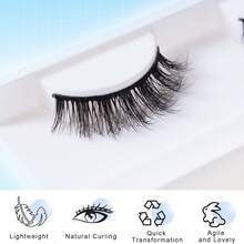 10 Pairs False Eyelashes, Natural, Fluffy, 6-16mm Length, Soft And Comfortable, Suitable For Daily Use, Portable Packaging - Black - View 5