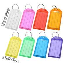 5/10/15/20/25/30Pcs Colorful Plastic Key Tags Set With Open Rings And Blank Paper Labels, Can Be Used To Mark Luggage Bags To Prevent Loss - Multicolor - View 12