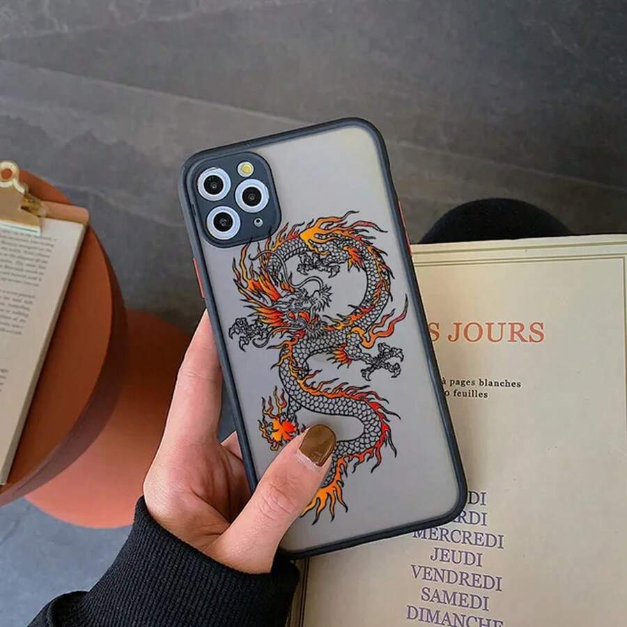 Dragon Pattern Ink Brush Painting Phone Case For IPhone X XR XS 16 15 Plus 17 Pro Max 16 15 12 13 14 11 Pro Max Back Cover Funda - 黑色長款 6 - 查看 1
