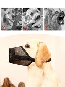1pc Anti-Bite Mesh Muzzle For Short-Nosed Dogs, Suitable For Small To Medium Dogs, With Breathable Opening, Applicable To Brachycephalic Breeds Like Corgi And Pomeranian - Black - View 12
