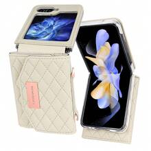 VIETAO 斜跨背帶錢包式人造皮革手機殼，適用 Galaxy Z Flip 8 7 6 5 4 3 Flip8，時尚卡槽手機保護套 - 白色 - 查看 8