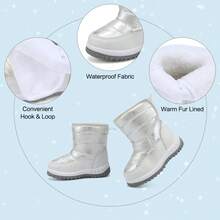 Kids Winter Snow Boots Mermaid Stars Cartoon Pattern Warm Boots Warm Cartoon Pattern Outdoor Snow Boots Pink For Kids - White - View 6