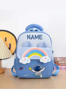 1pc Mini Back To School Personalized Customized Fashionable Cute Cartoon Rainbow, Unicorn, Astronaut Theme Backpack, Zipper Closure Nylon Material, Adjustable Shoulder Straps, Handheld, Suitable For School, Shopping, Outdoor Travel, Daily Use. Birthday Gift. - Multicolor - View 14