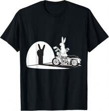 Men's Cotton Shirt​ Summer​ Black Oversize With Chinese Rabbit Print​ And Riding A Motorcycle​ For A Vintage Biker Look - 黑色 - 查看 4