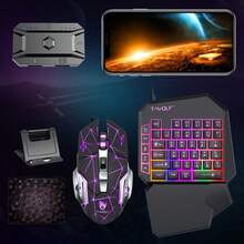 T-WOLF Gaming Set Mobile Phone Tablet One-Handed Keyboard Mouse Peripheral Throne Adapter Keyboard Mouse Set Mobile Gaming Gear One-Handed Keyboard 5-Piece Set One-Handed Keyboard Mouse Gaming Set Throne Mobile Game Mobile Gaming Gear Left-Hand Keyboard - View 12