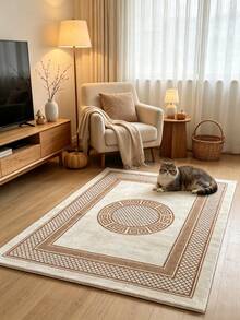 1pc Khaki Minimalist Velvet Thickened Rug, Decorative Carpet, Bedroom Decor, Small Rug, Carpet, Home Decor, Living Room Rug, Living Room Small Rug, Bedroom Carpet - Multicolor - View 1