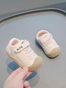 1 Pair Infant Toddler Letter Embroidery Hook & Loop Flat Sole Simple Casual Kids Sneakers For Daily Wear, Outings And School[Select By Actual Cm Inner Length] - Pink - View 4