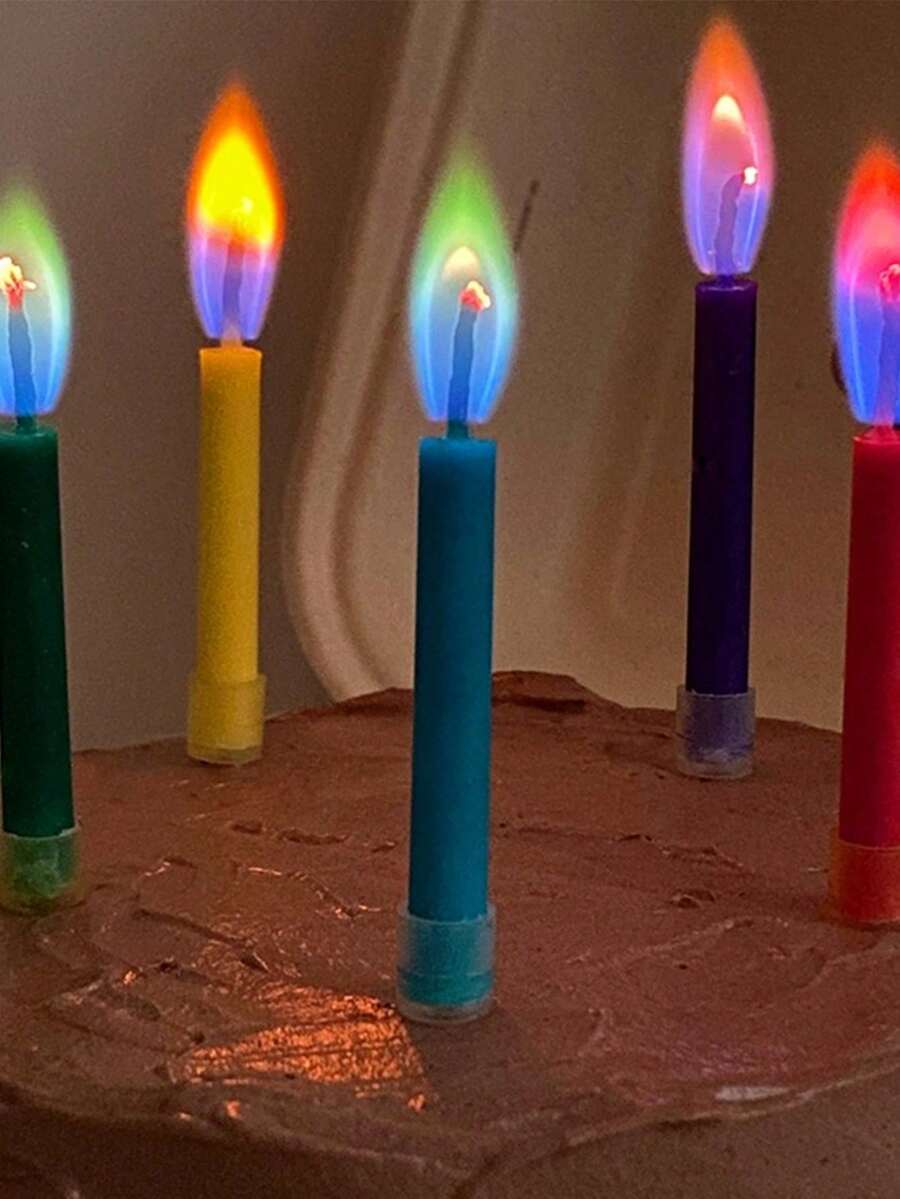 6/12Pcs Color Flame Candles For Candlestick & Cake Decor, Party Layout, Dining Table, Bedroom Decor, Daily Home Decor, Halloween Christmas New Year Ornaments