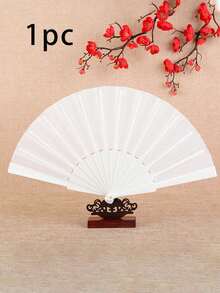 1件純色裝飾扇，多功能塑膠摺扇，女士舞扇，夏季涼扇，適合作為婚禮禮物、桌面裝飾、舞扇及旅行涼扇 - A - 查看 16