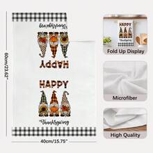 2PCS Kitchen Towels Black & White Plaid Maple Leaf Pumpkin & Gnome Pattern, Super Soft Microfiber Material Kitchen Towels Dish Cloths, Hand Towels, Tablecloths, Kitchen Decor, Kitchen Cleaning, Bathroom Cleaning, Holiday Party Decor, Kitchen & Bathroom Supplies Home Essentials, Home Decor, Housewarming Gift - Multicolor - View 3