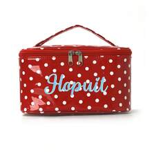 Polka Dot Customizable Embroidered Toiletry Bag, Large Capacity Makeup Organizer With Personalized Name Embroidery, Spacious Interior With Mesh Pocket Dividers For Makeup And Skincare, Suitable For Daily Home And Travel Use, Ideal Birthday And Bridesmaid Gift - Multicolor - View 9