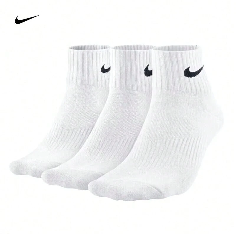 Nike 3雙中筒襪 中性款 白色快乾吸濕防滑 籃球跑步訓練襪 SX7677-100 - 白色 - 查看 1