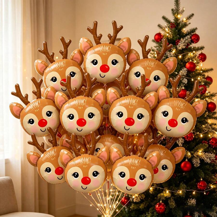 Christmas Reindeer Shaped Aluminum Foil Balloon, Indoor/Outdoor Holiday