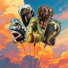 5pcs Unique Abstract Animal Shaped Foil Balloons, Suitable For Christmas, Halloween, Birthday Party Decoration, Theme Party Setup - Multicolor - View 6