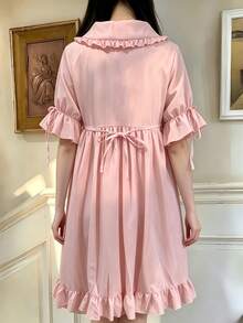 1 Buah Gaun Kostum Peri Berkerah Peter Pan Lembut Gaya Lolita Jepang, Cocok untuk Pesta Liburan dan Pertunjukan, Cocok untuk Semua Hadiah Liburan, Kostum Cosplay, Hanya Gaun - Berwarna merah muda - View 5