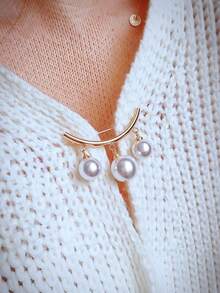 4/2pcs Pearl Waist Cincher Brooch, Gold And Silver Non-Slip Waist Clip For Dress, Shirt, Pants - Multicolor - View 2