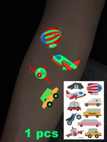 Halloween Night Glow-In-The-Dark Temporary Tattoo Stickers, Cute Cartoon Fluorescent Body Painting Set, Waterproof Glowing Stickers For Arms, Legs And Hands, Holiday Party Fun Makeup Accessories - Multicolor - View 10
