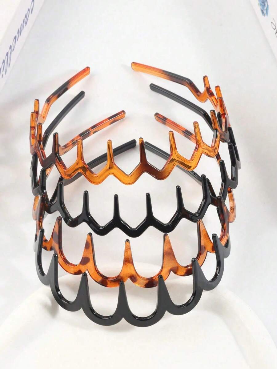 4pcs/2pcs Wavy Jagged Leopard Print Wide Headbands, Non-Slip Unisex Headbands, Women Headbands, Hair Accessories